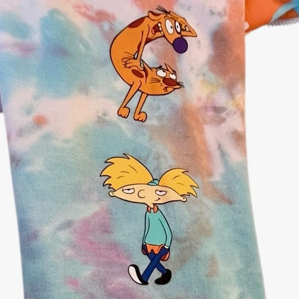 Nickelodeon Tie Dye Zip Up Hoodie-Medium-Cartoon Graphic Collector Piece Y2K